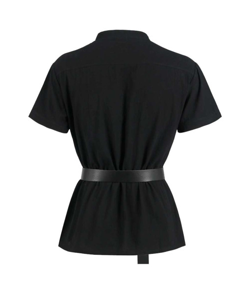 Adult Medieval Black Short-Sleeved Shirt with Tie Belt Halloween Costume