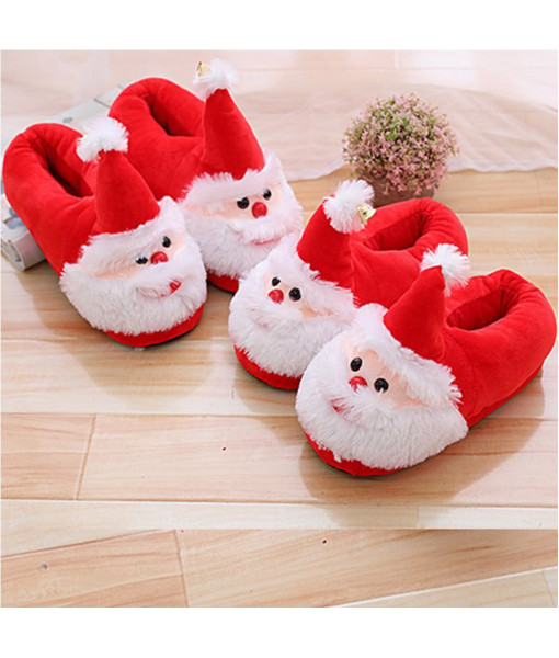 Adult Red Christmas Tree Socks Santa Slippers Halloween Costume