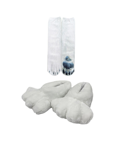 Adult White Rabbit Plush Slippers Warm Socks Furry Halloween Costume