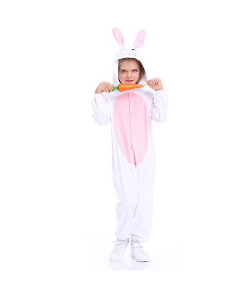 Kids Children Easter Bunny Pajamas Comfy White Jumpsuit Halloween Costume