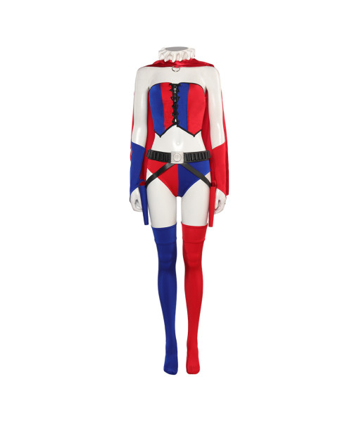 Women Blue Red Clown Jester Sexy Outfit Halloween Costume