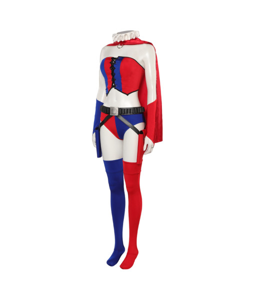 Women Blue Red Clown Jester Sexy Outfit Halloween Costume