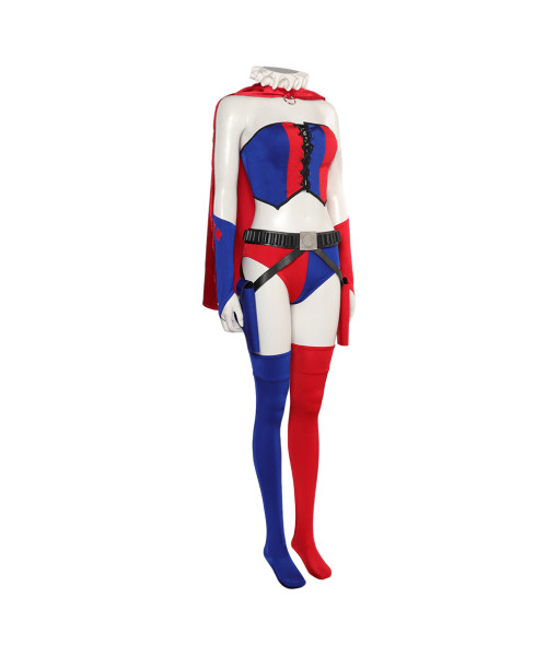 Women Blue Red Clown Jester Sexy Outfit Halloween Costume