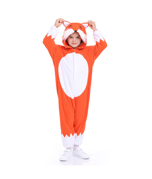 Kids Children Fox Animal Pajamas Comfy Onesie Halloween Stage Costume