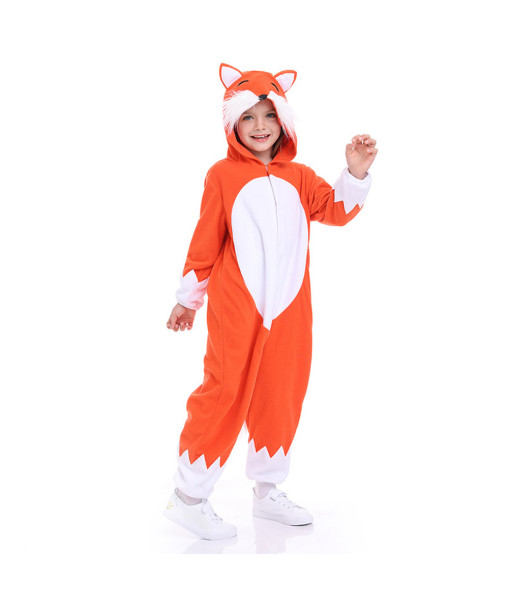 Kids Children Fox Animal Pajamas Comfy Onesie Halloween Stage Costume