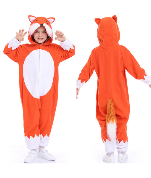 Kids Children Fox Animal Pajamas Comfy Onesie Halloween Stage Costume