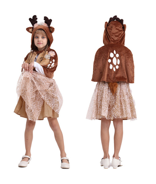 Kids Children Girl Animal Chirstmas Reindeer Brown Tutu Skirt Halloween Costume