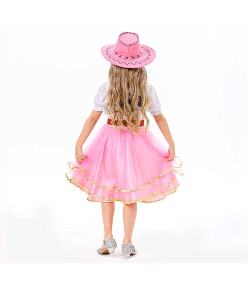 Kids Children Girl Mesh Skirt Cowgirl Halloween Costume