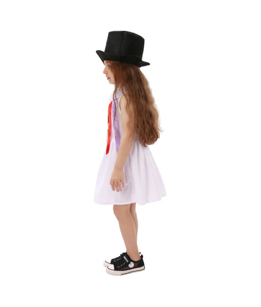 Kids Children Girl White Dress Hat Snowman Halloween Stage Costume