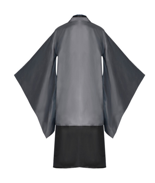 Men Japanese Traditional Outfit Black Kimono Coat Lining Yukata Halloween Costume 