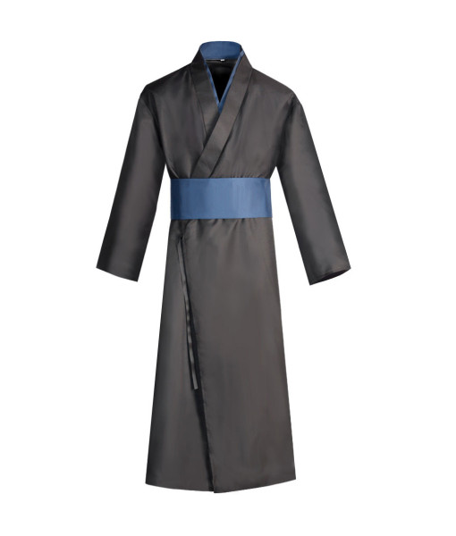 Men Japanese Traditional Outfit Black Kimono Coat Lining Yukata Halloween Costume 