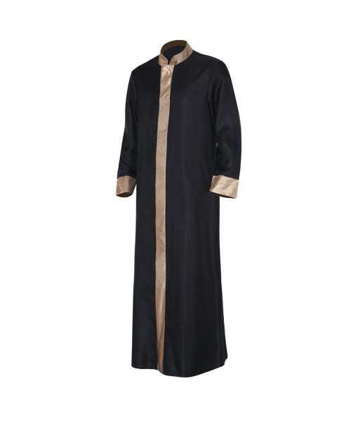 Men Medieval Black Gilded Robe Halloween Stage Performance Costume