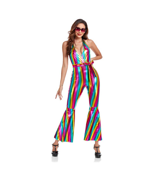 Women 80s Retro Candy Hippie Hip-Hop Suit Outfit Halloween Costume