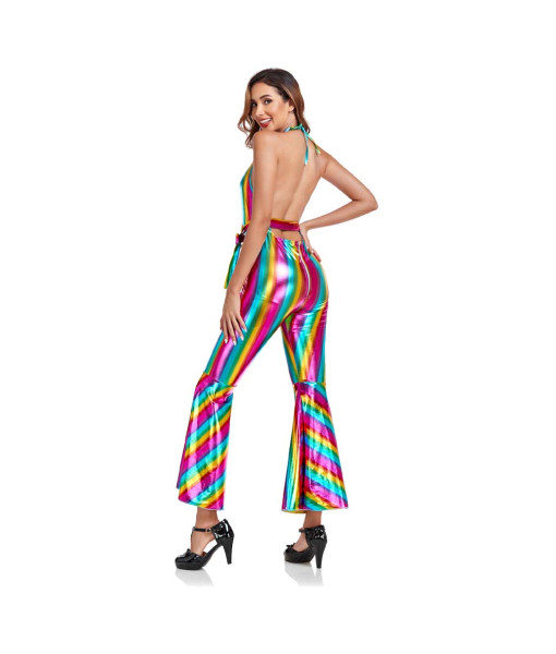 1980s Retro Candy Flared Jumpsuit Outfit Women Halloween Costume