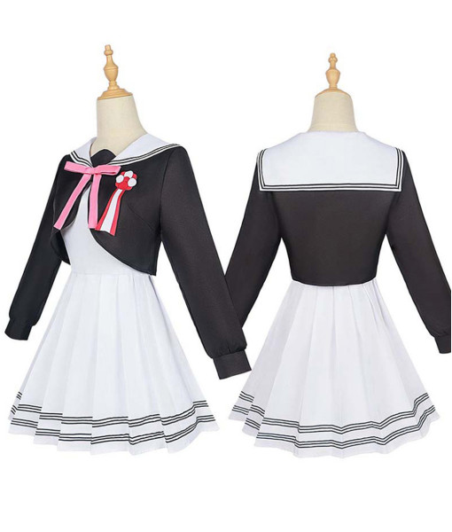 Women Black School Uniform Sail Suit White Skirt Halloween Costume