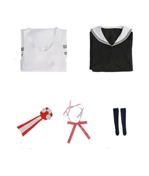 Women Black School Uniform Sail Suit White Skirt Halloween Costume