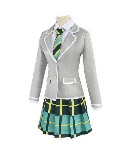 Women Grey Suit Green Skirt Anime School Uniform JK Girl Halloween Costume