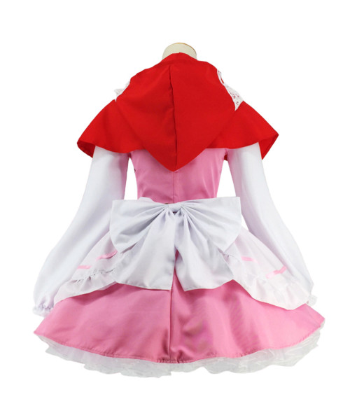 Women Pink Maid Lolita Bunny Pocket Red Hood Uniform Halloween Costume