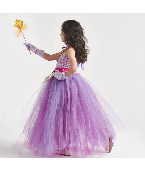 Princess Girl Purple Mesh Dress Halloween Costume