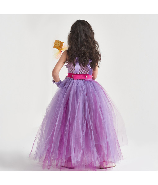 Princess Girl Purple Mesh Dress Halloween Costume