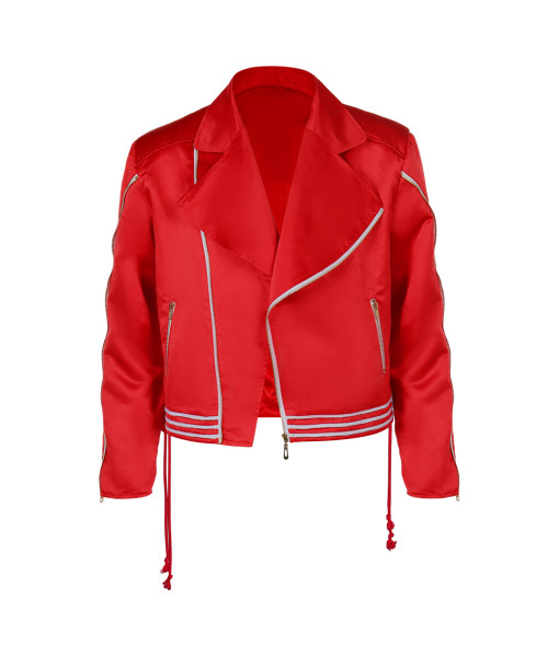 Men 80s Retro Red Leather Jacket Rock Star Halloween Costume