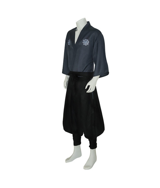 Men Black Japanese Tranditional Samurai Outfit Cosplay Halloween Costume
