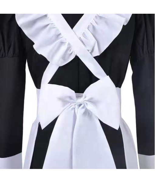 Men Black Maid Long Dress Femboy Holloween Costume