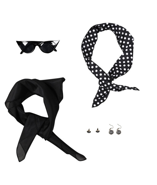 Vintage Scarf Black Dot Sunglasses 2Pcs Set Halloween Costume Accessories