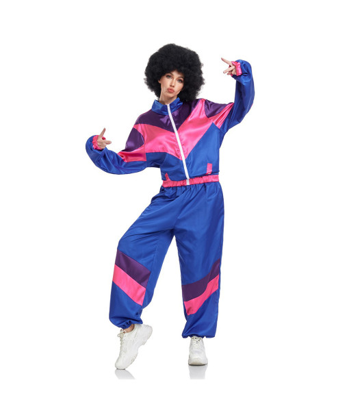 1980s Hip Hop Pink Strip Tracksuit Women Halloween Costume