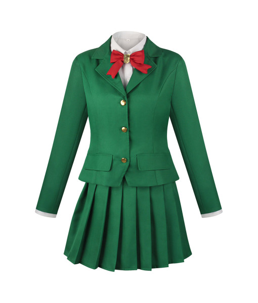 Women Red Fannel Shawl Green Suit Skirt School Uniform Hallowen Costume