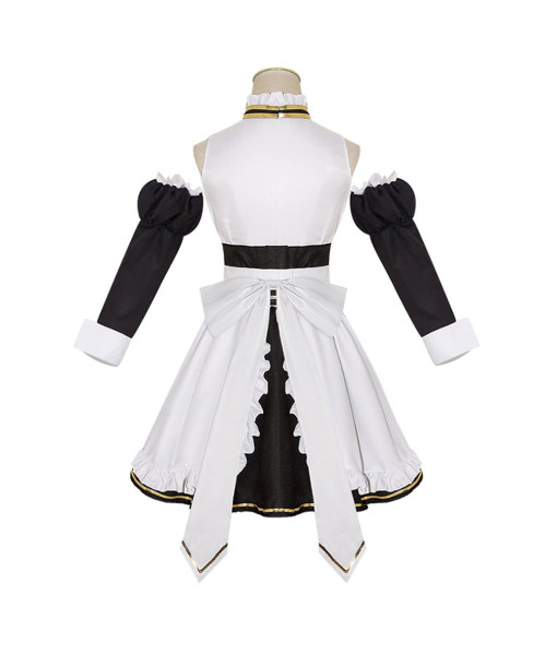 Women White French Maid Dress Lolita Halloween Costume