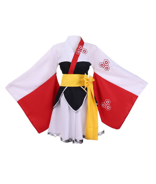 Women White Japanese Kimono Lolita Outfit Halloween Costume