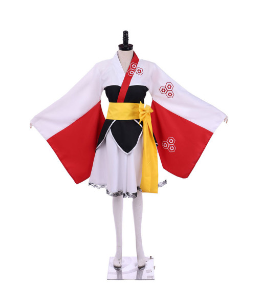 Women White Japanese Kimono Lolita Outfit Halloween Costume