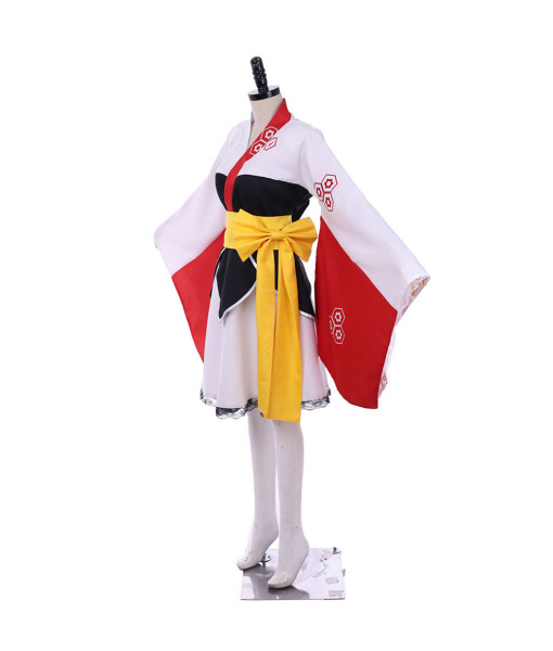 Women White Japanese Kimono Lolita Outfit Halloween Costume