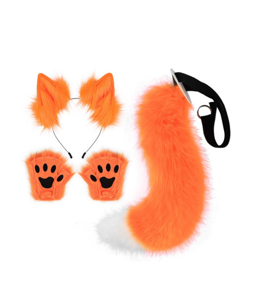 Adult Handmade Plush Animal Fox Ears and Tail Suit Halloween Costume Accessories