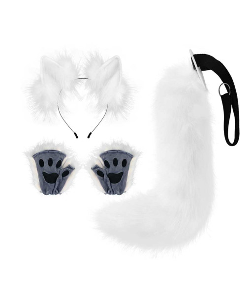 Adult Handmade Plush Animal Fox Ears and Tail Suit Halloween Costume Accessories