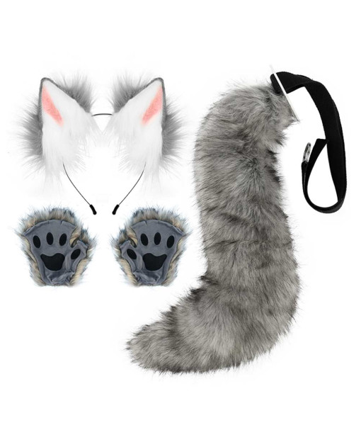 Adult Handmade Plush Animal Fox Ears and Tail Suit Halloween Costume Accessories