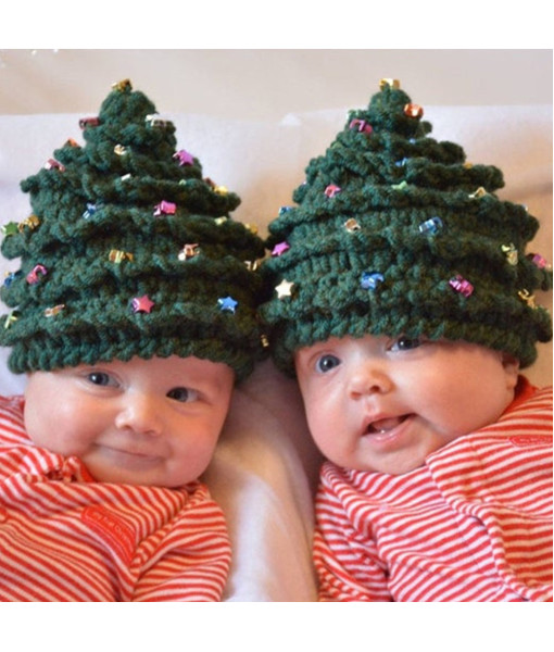 Kids Children Green Wool Christmas Star Hat Halloween Costume Accessories 