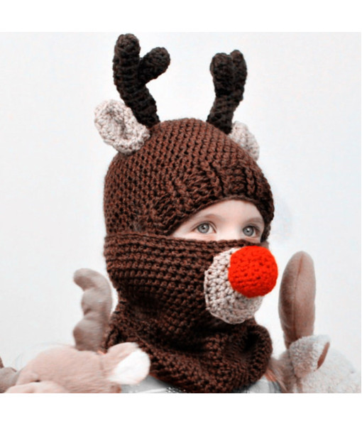 Kids Children Reindeer Hat and Scarf 2Pcs Set Halloween Costume Accessories