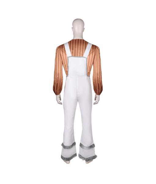 Men 70s Retro Bib Flare Pants Set Rockstar Performance Outfit Halloween Costume