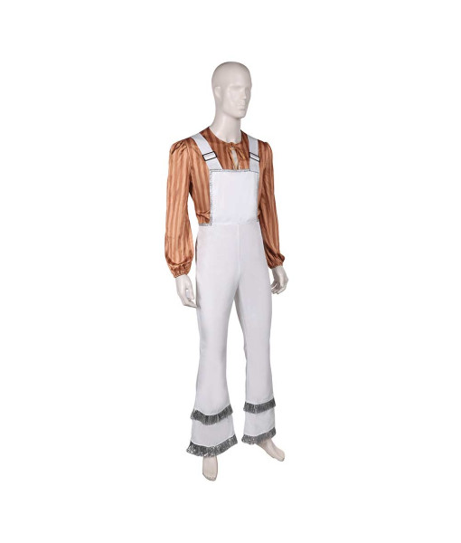 Men 70s Retro Bib Flare Pants Set Rockstar Performance Outfit Halloween Costume