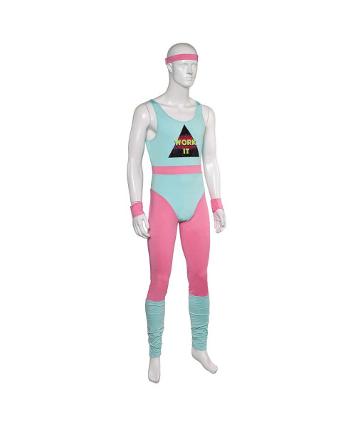 Men 80s Retro Fitness Jumosuit Sportswear Casual Exercise Costumes