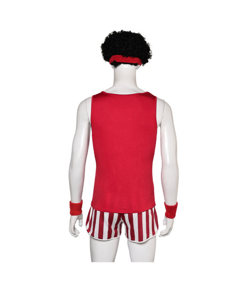 Men 80s Retro Red Vest Shorts Set Sportswear Casual Exercise Costumes 