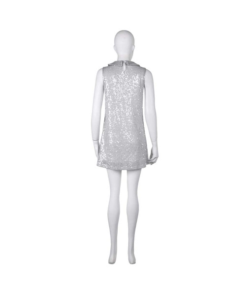 1980s Disco Silver Glitter Dress Women Halloween Costume