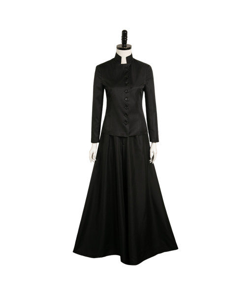 Women Gothic Black Long Dress Stand Collar Halloween Costume