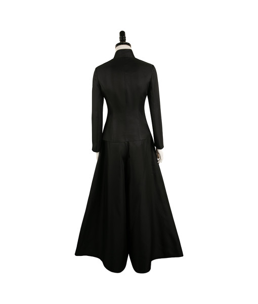 Women Gothic Black Long Dress Stand Collar Halloween Costume