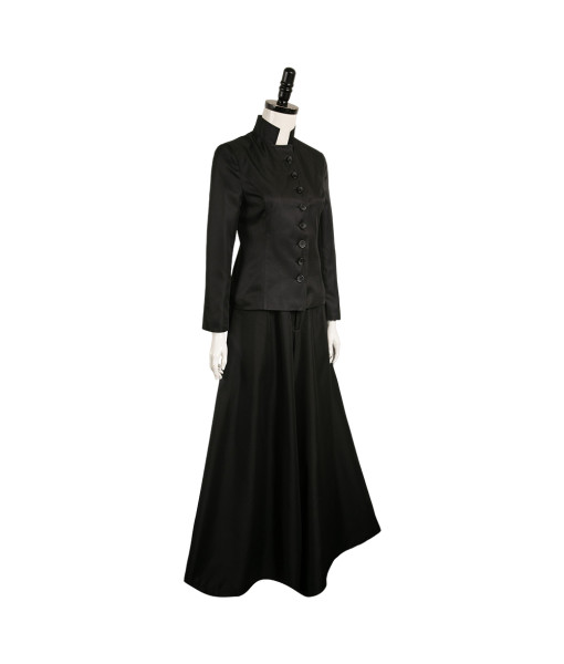 Women Gothic Black Long Dress Stand Collar Halloween Costume