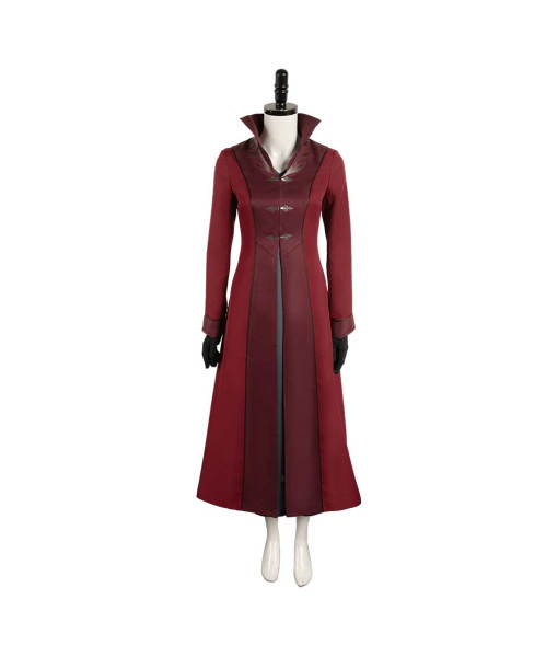 Women Medieval Fantasy Red Burgundy Patchwork Suit Halloween Costume