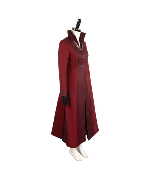 Women Medieval Fantasy Red Burgundy Patchwork Suit Halloween Costume