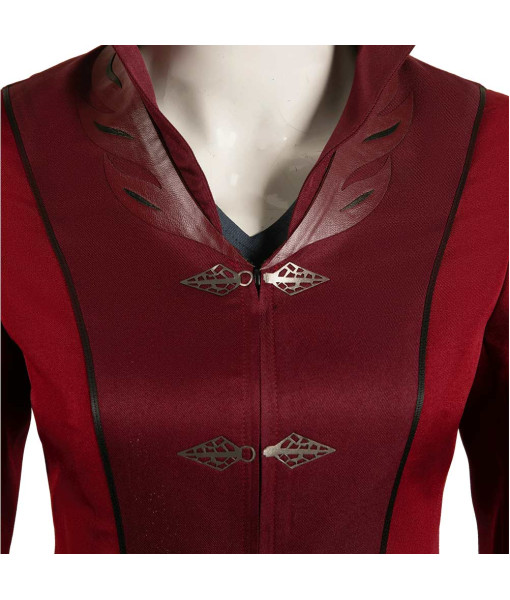 Women Medieval Fantasy Red Burgundy Patchwork Suit Halloween Costume